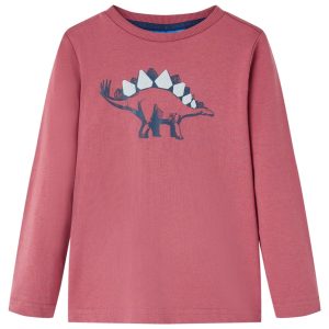 T-shirt de manga comprida para criança vermelho-escuro 140