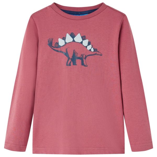T-shirt de manga comprida para criança vermelho-escuro 140