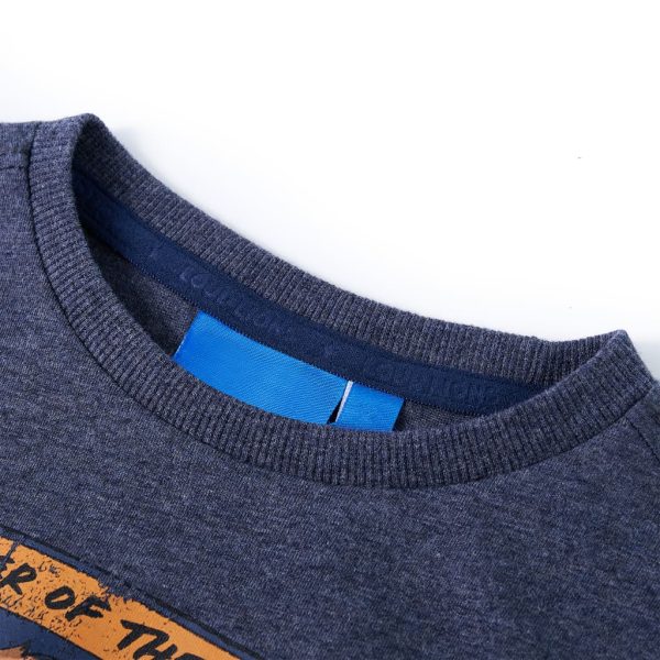 T-shirt de manga comprida para criança azul-escuro mesclado 92 - Image 3