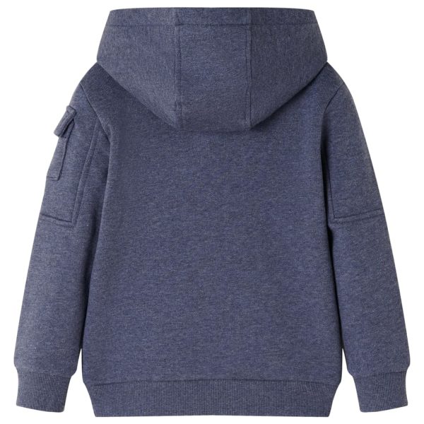 Sweatshirt para criança com capuz e fecho azul-escuro mesclado 92 - Image 2