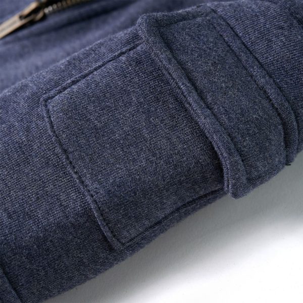 Sweatshirt para criança com capuz e fecho azul-escuro mesclado 92 - Image 6