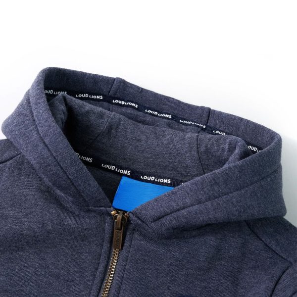 Sweatshirt para criança com capuz e fecho azul-escuro mesclado 128 - Image 3
