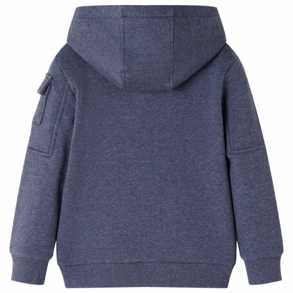 Sweatshirt para criança com capuz e fecho azul-escuro mesclado 140 - Image 2