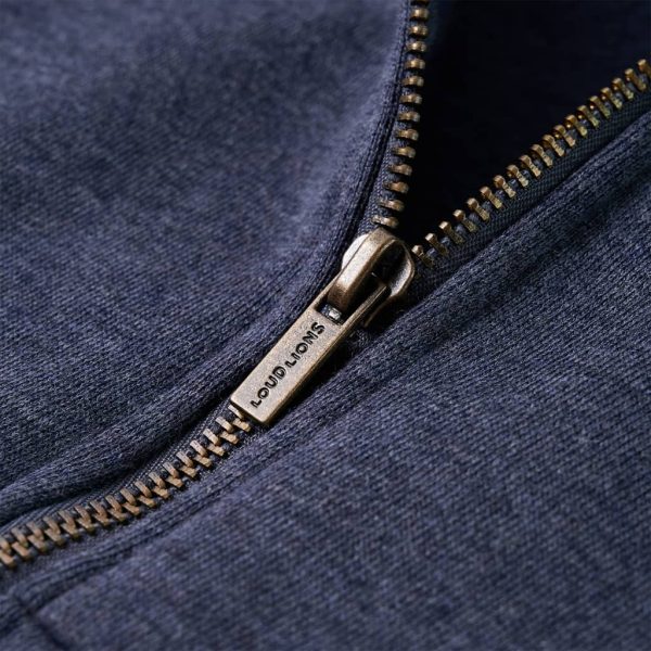 Sweatshirt para criança com capuz e fecho azul-escuro mesclado 140 - Image 5