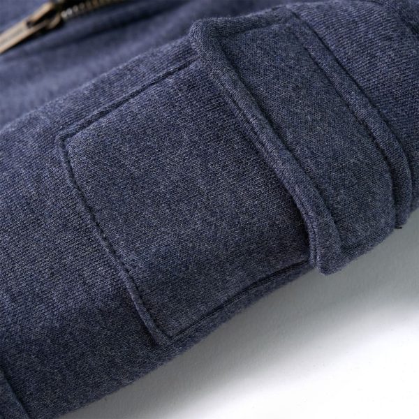 Sweatshirt para criança com capuz e fecho azul-escuro mesclado 140 - Image 6