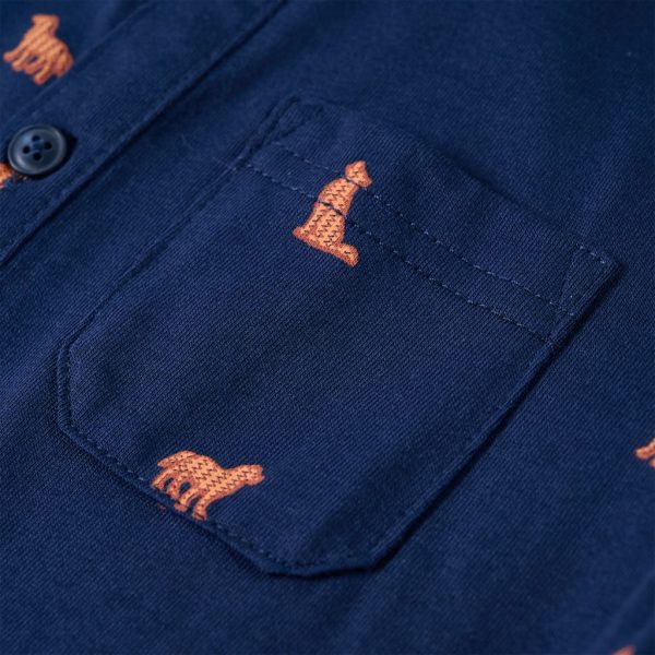 Camisa de criança azul-marinho 128 - Image 4