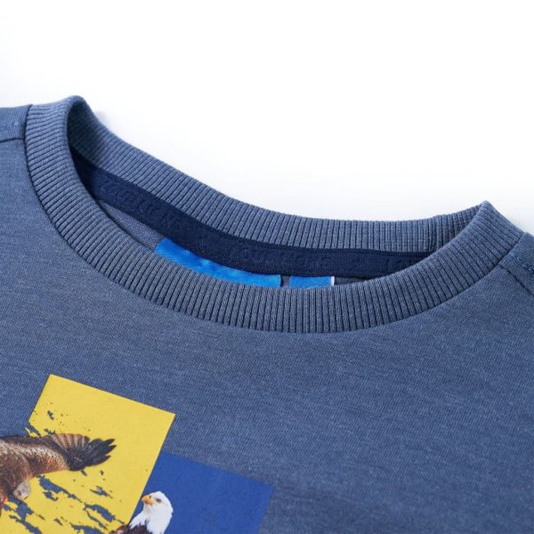T-shirt de manga comprida para criança azul mesclado 128 - Image 3