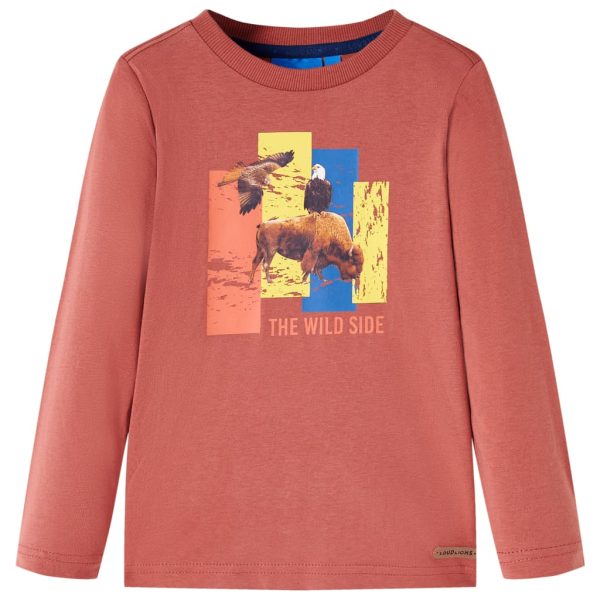 T-shirt de manga comprida para criança cor henna 128