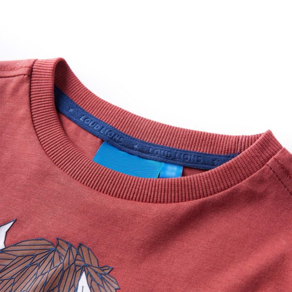 T-shirt de manga comprida para criança vermelho queimado 104 - Image 3