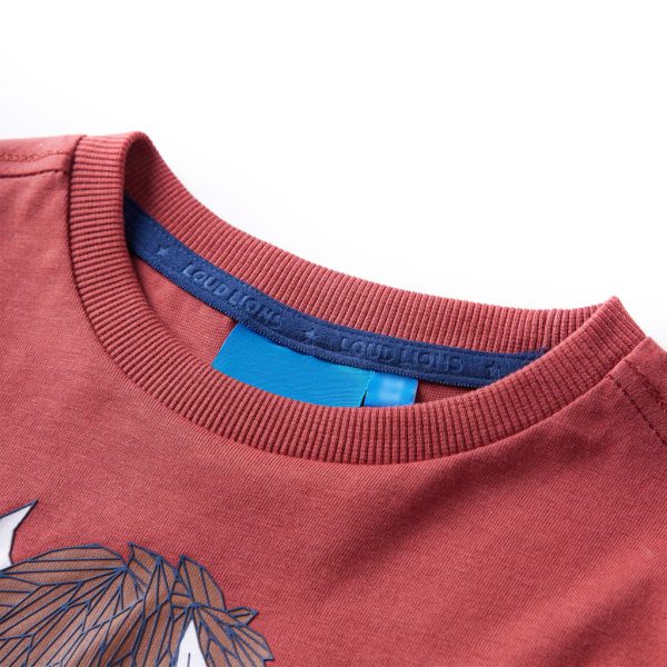 T-shirt de manga comprida para criança vermelho queimado 140 - Image 3