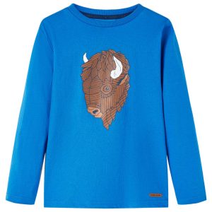 T-shirt de manga comprida para criança azul-cobalto 104