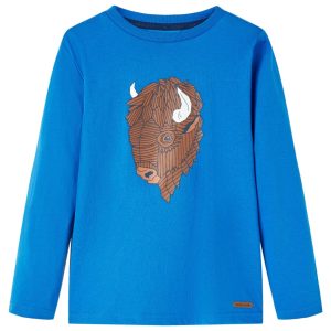 T-shirt de manga comprida para criança azul-cobalto 140