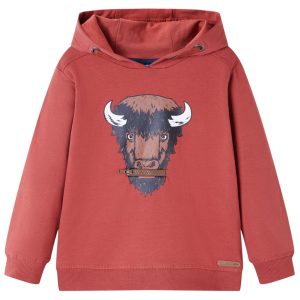 Sweatshirt infantil com capuz vermelho-queimado 104