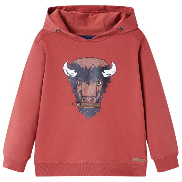 Sweatshirt infantil com capuz vermelho-queimado 104