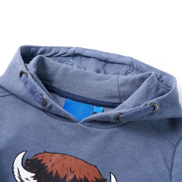 Sweatshirt para criança com capuz azul mesclado 104 - Image 3