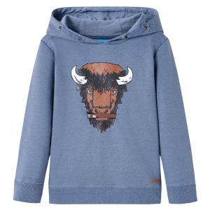 Sweatshirt para criança com capuz azul mesclado 116