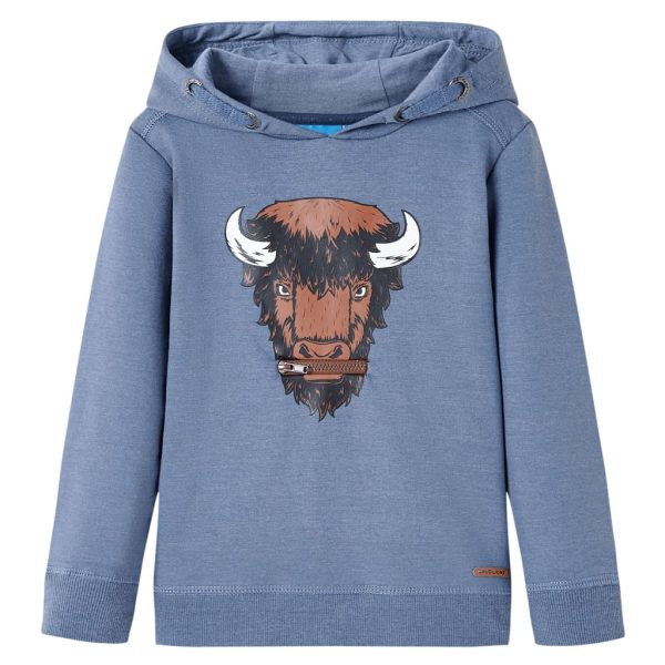 Sweatshirt para criança com capuz azul mesclado 116