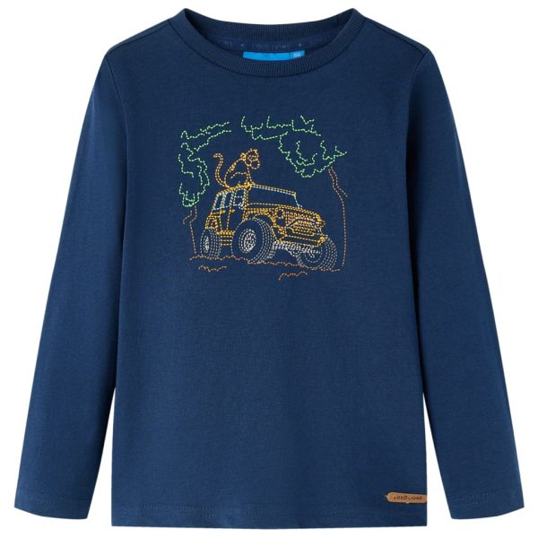 T-shirt de manga comprida para criança azul-marinho 92
