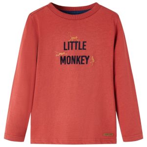T-shirt de manga comprida para criança vermelho queimado 128