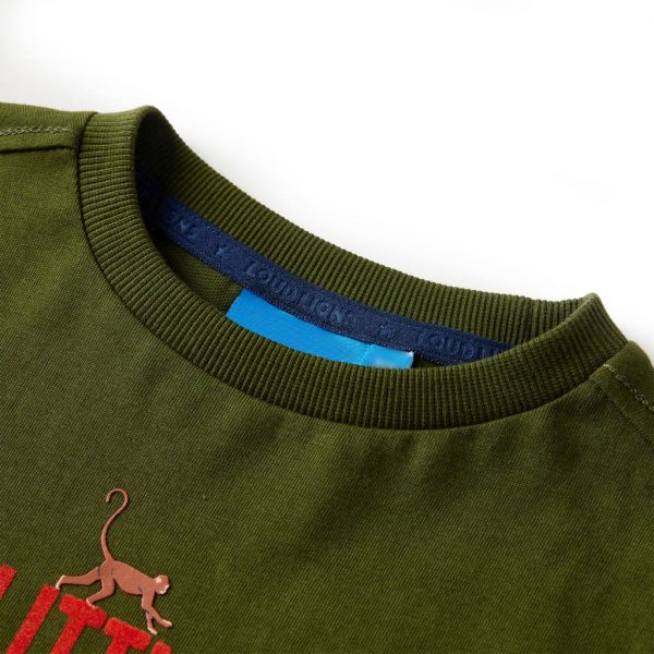 T-shirt de manga comprida para criança caqui-escuro 92 - Image 3