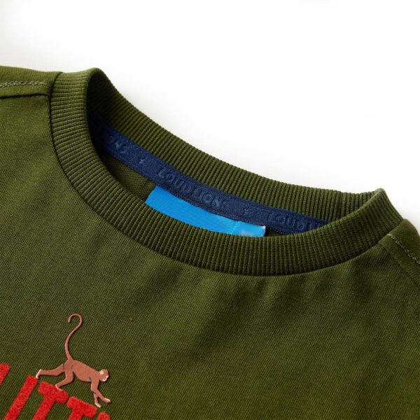T-shirt de manga comprida para criança caqui-escuro 116 - Image 3