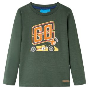 T-shirt de manga comprida para criança verde-escuro 92