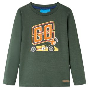T-shirt de manga comprida para criança verde-escuro 116