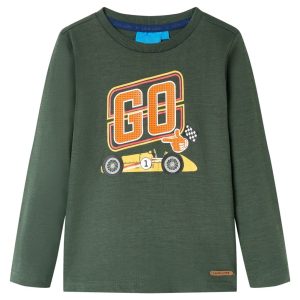 T-shirt de manga comprida para criança verde-escuro 128