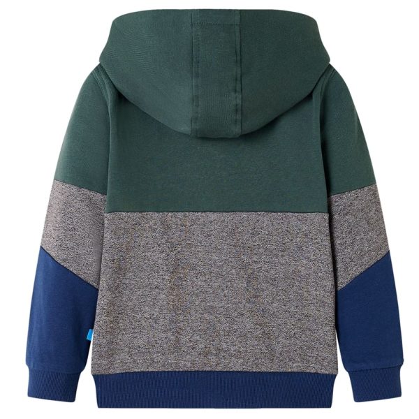 Sweatshirt para criança com capuz e fecho verde-escuro 104 - Image 2