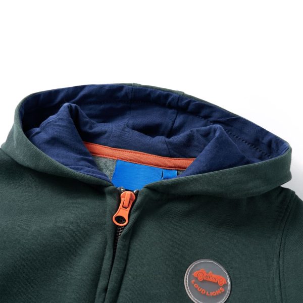 Sweatshirt para criança com capuz e fecho verde-escuro 104 - Image 3