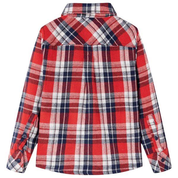Camisa de xadrez para criança vermelho e azul-marinho 104 - Image 2