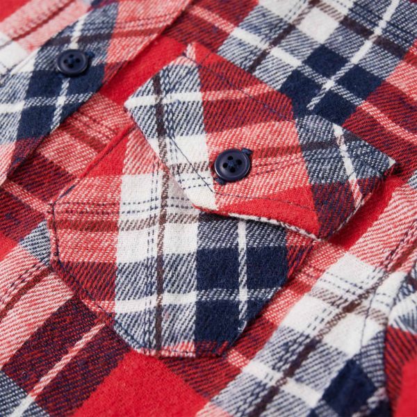 Camisa de xadrez para criança vermelho e azul-marinho 104 - Image 4