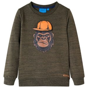 Sweatshirt para criança caqui-escuro mesclado 92