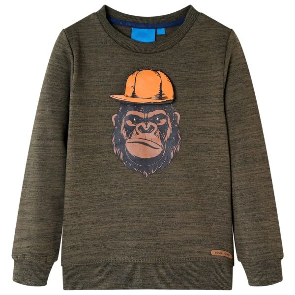 Sweatshirt para criança caqui-escuro mesclado 104