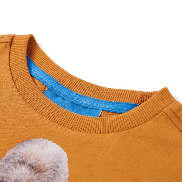T-shirt de manga comprida para criança ocre-escuro 92 - Image 3