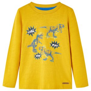 T-shirt de manga comprida para criança cor ocre 104