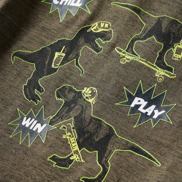 T-shirt de manga comprida para criança caqui-escuro mesclado 104 - Image 4