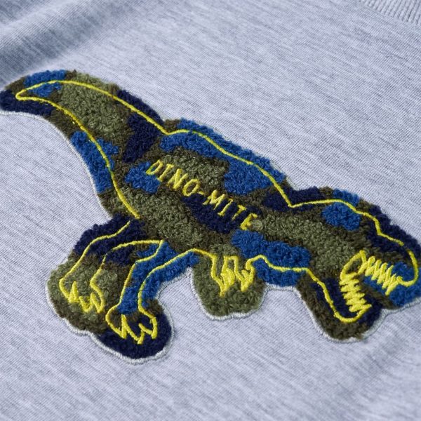 T-shirt de manga comprida para criança cinza mesclado 104 - Image 4