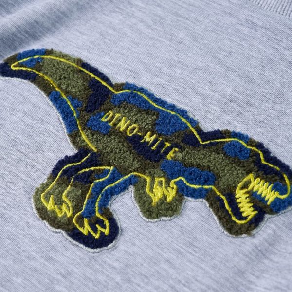 T-shirt de manga comprida para criança cinza mesclado 116 - Image 4