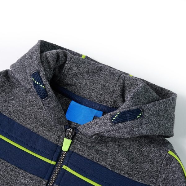 Sweatshirt para criança com capuz e fecho cinzento mesclado 128 - Image 3