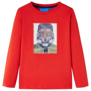 T-shirt de manga comprida para criança vermelho 104