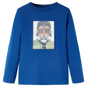 T-shirt de manga comprida para criança azul-escuro 128