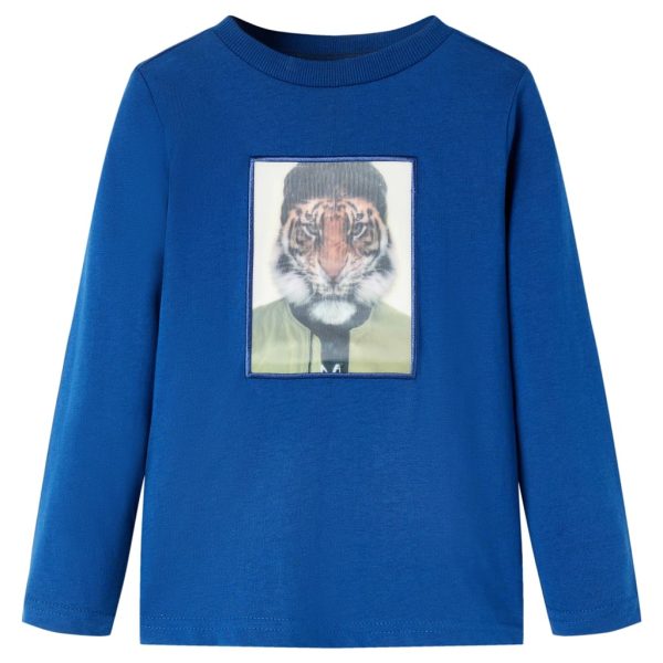 T-shirt de manga comprida para criança azul-escuro 128