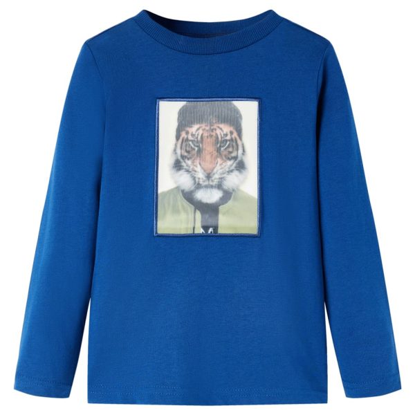 T-shirt de manga comprida para criança azul-escuro 140