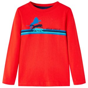 T-shirt de manga comprida para criança vermelho 128