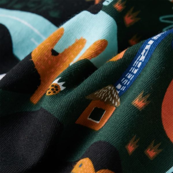 Pijama de manga comprida para criança verde-escuro 104 - Image 12