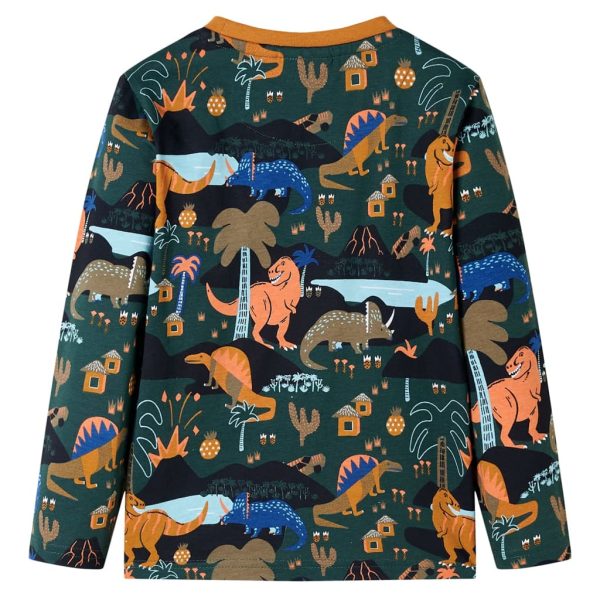 Pijama de manga comprida para criança verde-escuro 104 - Image 3
