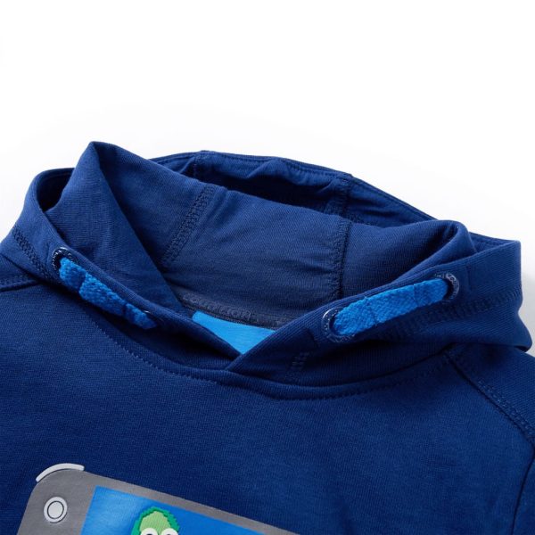 Sweatshirt para criança com capuz azul-escuro 140 - Image 3
