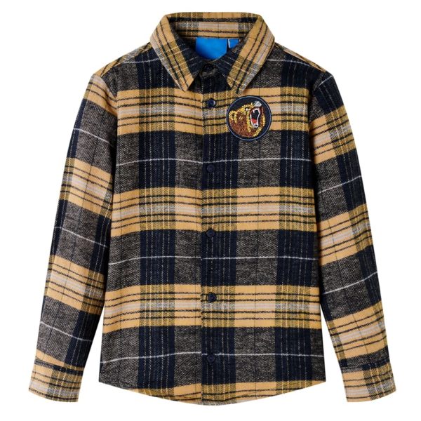 Camisa de xadrez para criança amarelo e preto 140