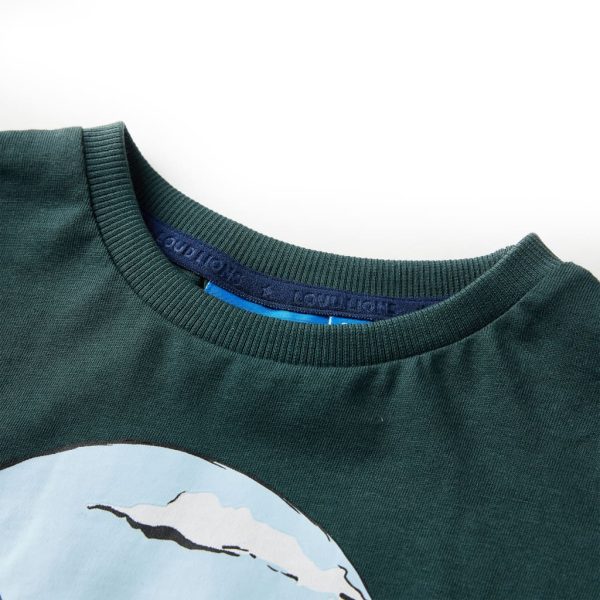 T-shirt de manga comprida para criança verde-escuro 92 - Image 3